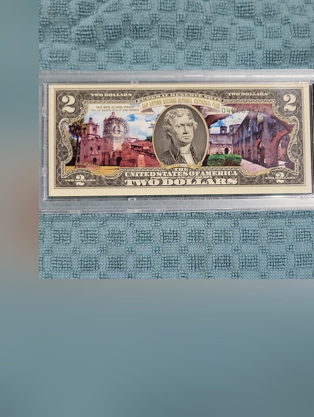 8) US Two Dollar Bills in Protective Sleeve NATION PARK COLLECTORS ITEM